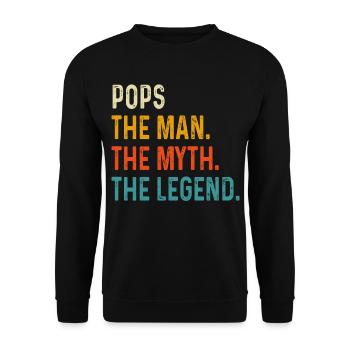 Pops Der Mann Der Mythos Die Legende, Vatertag - Unisex Pullover - Schwarz - Vorne - Alina (178cm) & Michal (187cm)