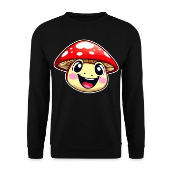 Lustiger kleiner Fliegenpilz - Unisex Pullover - Schwarz - Vorne - Alina (178cm) & Michal (187cm)
