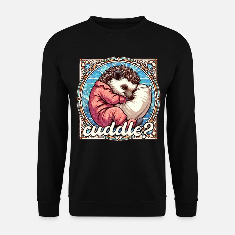 Hedgehog Cuddle Cuddly Pillow Gift - Unisex Sweatshirt - black