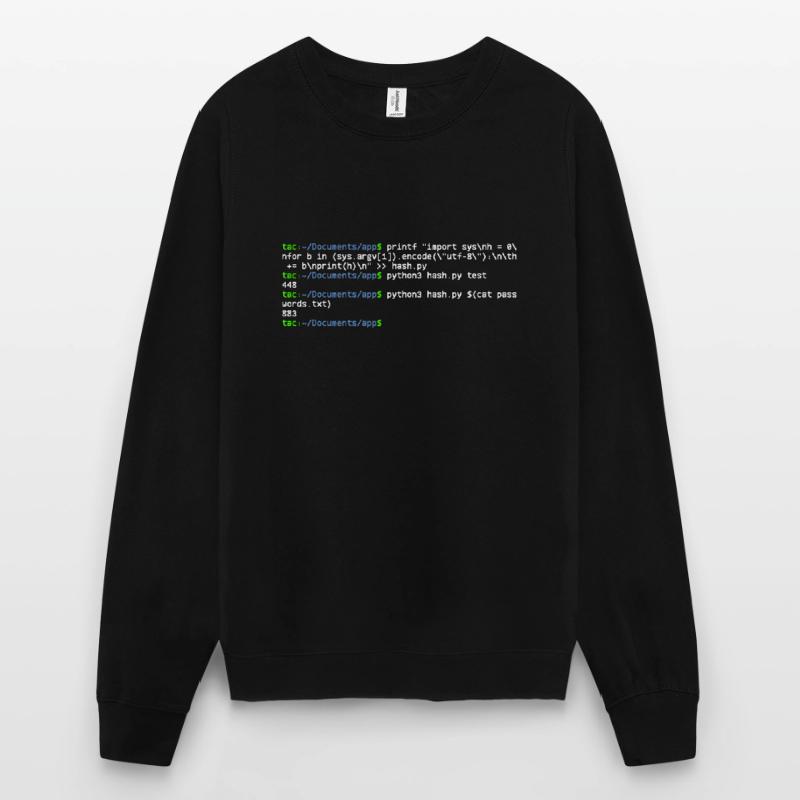 linux shell python hash Sweat-shirt Unisexe