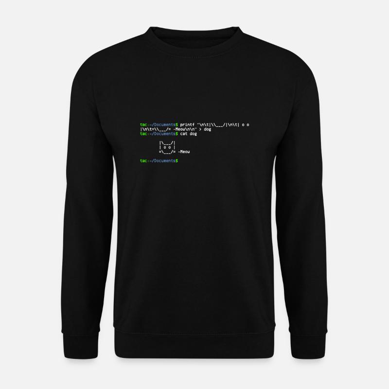 linux shell cat - Sweat-shirt Unisexe - noir
