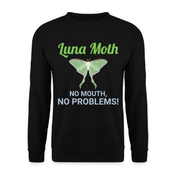 Luna Motte Nachtaktives Tier Insektensammler - Unisex Pullover - Schwarz - Vorne - Alina (178cm) & Michal (187cm)