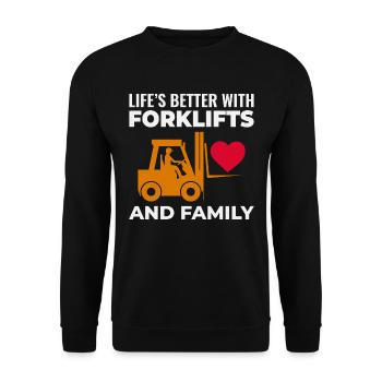Famille de caristes et de conducteurs d’équipement lourd - Sweat-shirt Unisexe - noir - Devant - Alina (178cm) & Michal (187cm)