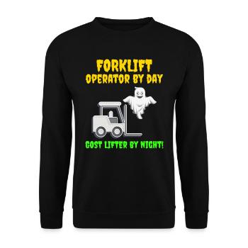 Halloween Ghost Forklift Operator Heavy Equipment - Unisex Sweatshirt - black - Front - Alina (178cm) & Michal (187cm)