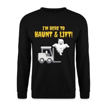 Halloween Ghost Forklift Operator Heavy Equipment - Unisex Sweatshirt - black - Front - Alina (178cm) & Michal (187cm)