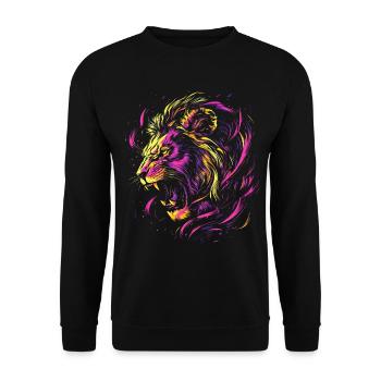 Lion Colorful Lion Head Neon Colorful Predator Art - Unisex Sweatshirt - black - Front - Alina (178cm) & Michal (187cm)