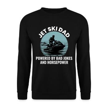 Jetski Dad – Angetrieben von schlechten Witzen und Pferdestärken - Unisex Pullover - Schwarz - Vorne - Alina (178cm) & Michal (187cm)