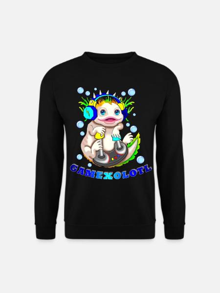 GAMEXOLOTL Axolotl Gamer - Unisex Pullover - Schwarz