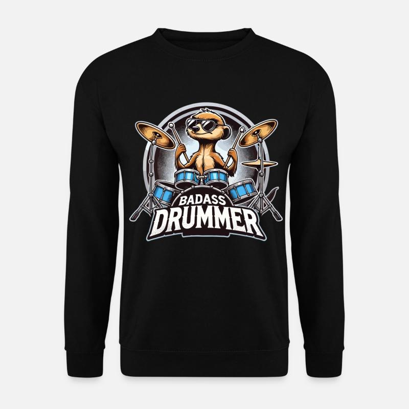 Knallharter Schlagzeuger Erdmännchen cool Geschenk - Unisex Pullover - Schwarz
