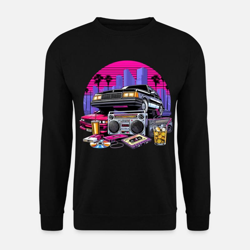 Kompaktkassette Ghettoblaster 90er Retro Geschenk - Unisex Pullover - Schwarz