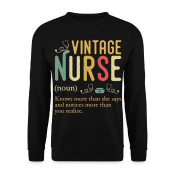 Vintage Krankenschwester Definition Lustig Registrierte Krankenpflege - Unisex Pullover - Schwarz - Vorne - Alina (178cm) & Michal (187cm)