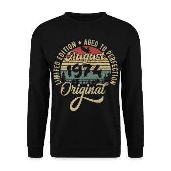 August 1974 Birthday Gift August 1974 August - Unisex Sweatshirt - black - Front - Alina (178cm) & Michal (187cm)