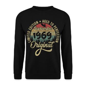 56th birthday September 1969 - 56 years old - Unisex Sweatshirt - black - Front - Alina (178cm) & Michal (187cm)