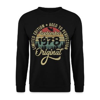 47th birthday September 1978 - 47 years old - Unisex Sweatshirt - black - Front - Alina (178cm) & Michal (187cm)