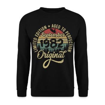 43rd birthday September 1982 - 43 years old - Unisex Sweatshirt - black - Front - Alina (178cm) & Michal (187cm)