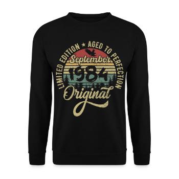 41st birthday September 1984 - 41 years old - Unisex Sweatshirt - black - Front - Alina (178cm) & Michal (187cm)
