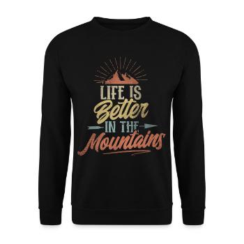 Life Is Better In The Mountains - Unisex Pullover - Schwarz - Vorne - Alina (178cm) & Michal (187cm)