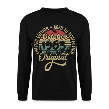 Octobre 1963 Anniversaire Octobre 1963 Octobre - Sweat-shirt Unisexe - noir - Devant - Alina (178cm) & Michal (187cm)