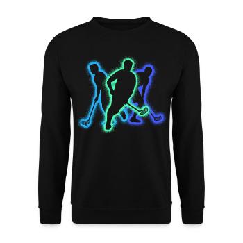 Floorball Player Silhouette Floorballer Floorball - Unisex Sweatshirt - black - Front - Alina (178cm) & Michal (187cm)