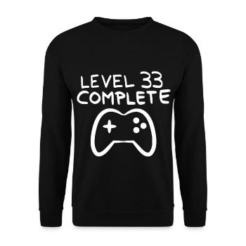 Level 33 completed birthday vector white - Unisex Sweatshirt - black - Front - Alina (178cm) & Michal (187cm)