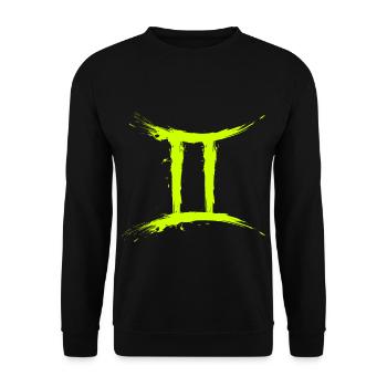Sternzeichen Zwillinge Gelb Gemini Symbol - Unisex Pullover - Schwarz - Vorne - Alina (178cm) & Michal (187cm)