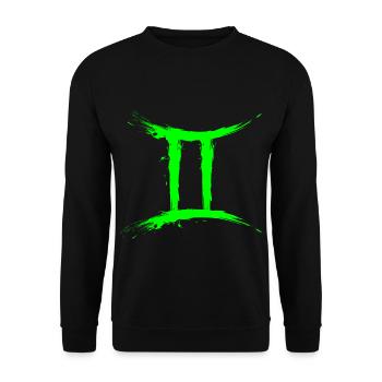 Sternzeichen Zwillinge Gemini Symbol Grün Hellgrün - Unisex Pullover - Schwarz - Vorne - Alina (178cm) & Michal (187cm)