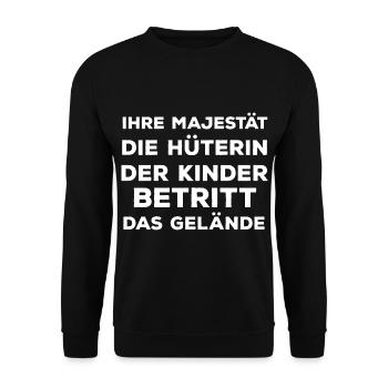 Die Hüterin der Kinder betritt das Gelände - Unisex Pullover - Schwarz - Vorne - Alina (178cm) & Michal (187cm)