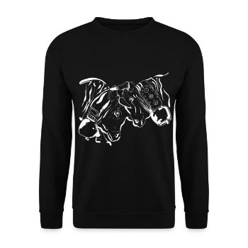 Hérens Kuh, Eringer, Königin Kampf - Unisex Pullover - Schwarz - Vorne - Alina (178cm) & Michal (187cm)