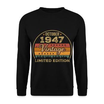 Millésime Octobre 1947 Cadeau d’anniversaire - 1947 - Sweat-shirt Unisexe - noir - Devant - Alina (178cm) & Michal (187cm)