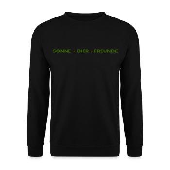 Sonne Bier FreundeT-Shirt–Frühlingsfest Biergarten - Unisex Pullover - Schwarz - Vorne - Alina (178cm) & Michal (187cm)