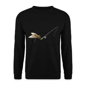 Angeln Angler Fliegen Fischen Lustiges Geschenk - Unisex Pullover - Schwarz - Vorne - Alina (178cm) & Michal (187cm)
