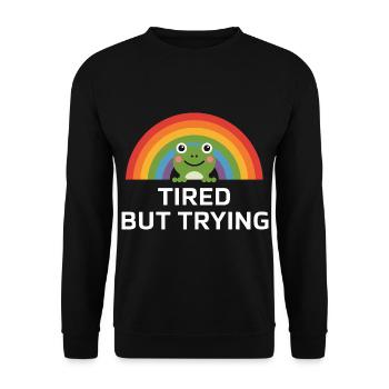 Tired but still funny - Unisex Sweatshirt - black - Front - Alina (178cm) & Michal (187cm)
