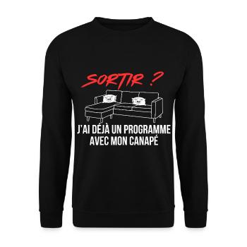 I already have a program with my sofa - Unisex Sweatshirt - black - Front - Alina (178cm) & Michal (187cm)