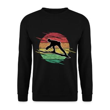 Holzfäller mit Motorsäge - Unisex Pullover - Schwarz - Vorne - Alina (178cm) & Michal (187cm)
