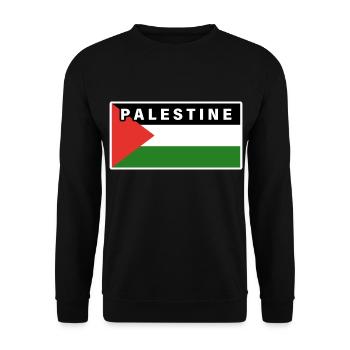 Flagge von Palästina - Unisex Pullover - Schwarz - Vorne - Alina (178cm) & Michal (187cm)