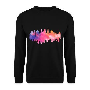 Rennes France City Skyline Splash Coloré - Sweat-shirt Unisexe - noir - Devant - Alina (178cm) & Michal (187cm)