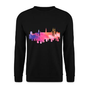 Hambourg Allemagne City Skyline Splash Coloré - Sweat-shirt Unisexe - noir - Devant - Alina (178cm) & Michal (187cm)