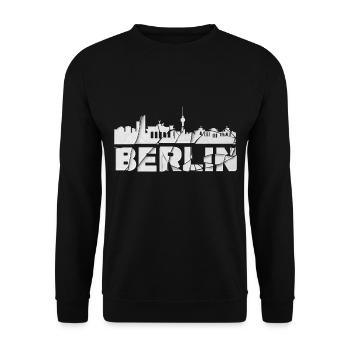 Berlin Germany City Font Skyline Broken - Unisex Sweatshirt - black - Front - Alina (178cm) & Michal (187cm)