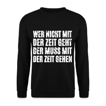 Wer Nicht Mit Der Zeit Geht - Unisex Pullover - Schwarz - Vorne - Alina (178cm) & Michal (187cm)