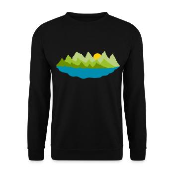 Landschaft - Bäume - See - Unisex Pullover - Schwarz - Vorne - Alina (178cm) & Michal (187cm)
