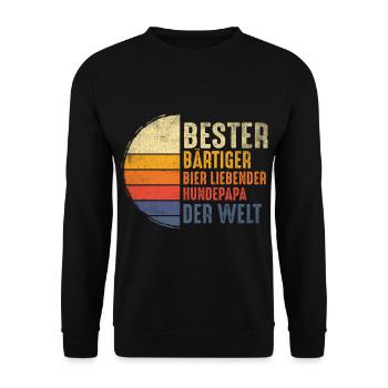 Bier Hund Hundepapa Spruch Lustig Bart Geschenk - Unisex Pullover - Schwarz - Vorne - Alina (178cm) & Michal (187cm)