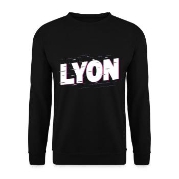 Lyon Frankreich Stadt Schrift Heimat Liebe - Unisex Pullover - Schwarz - Vorne - Alina (178cm) & Michal (187cm)