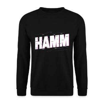 Hamm Deutschland Stadt Schrift Heimat Liebe - Unisex Pullover - Schwarz - Vorne - Alina (178cm) & Michal (187cm)