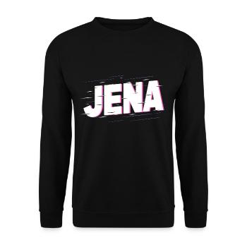 Jena Deutschland Stadt Schrift Heimat Liebe - Unisex Pullover - Schwarz - Vorne - Alina (178cm) & Michal (187cm)