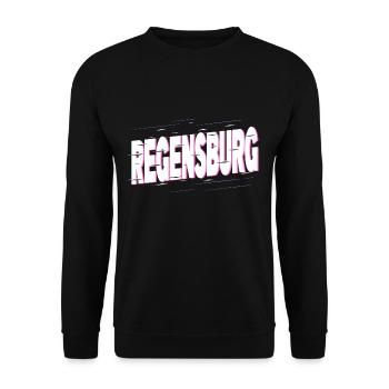 Regensburg Deutschland Stadt Schrift Heimat Liebe - Unisex Pullover - Schwarz - Vorne - Alina (178cm) & Michal (187cm)