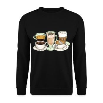Café Amateur de Café Tasse à café Barista Vintage - Sweat-shirt Unisexe - noir - Devant - Alina (178cm) & Michal (187cm)