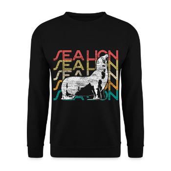 Seelöwe Seekuh Tierschutz Geschenkidee - Unisex Pullover - Schwarz - Vorne - Alina (178cm) & Michal (187cm)