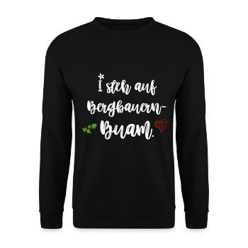 I steh auf Bergbauernbuam Fan-Shirt Volksfest - Unisex Pullover - Schwarz - Vorne - Alina (178cm) & Michal (187cm)