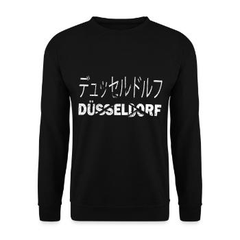 Düsseldorf Deutschland Japan Japanisch Schrift - Unisex Pullover - Schwarz - Vorne - Alina (178cm) & Michal (187cm)