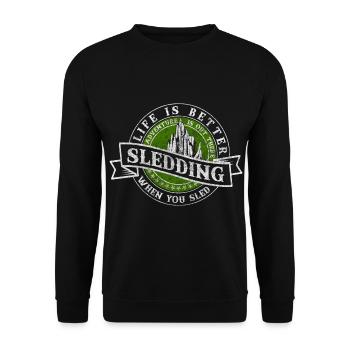 Luge, Sports d’hiver, Vacances au ski, Plaisir - Sweat-shirt Unisexe - noir - Devant - Alina (178cm) & Michal (187cm)